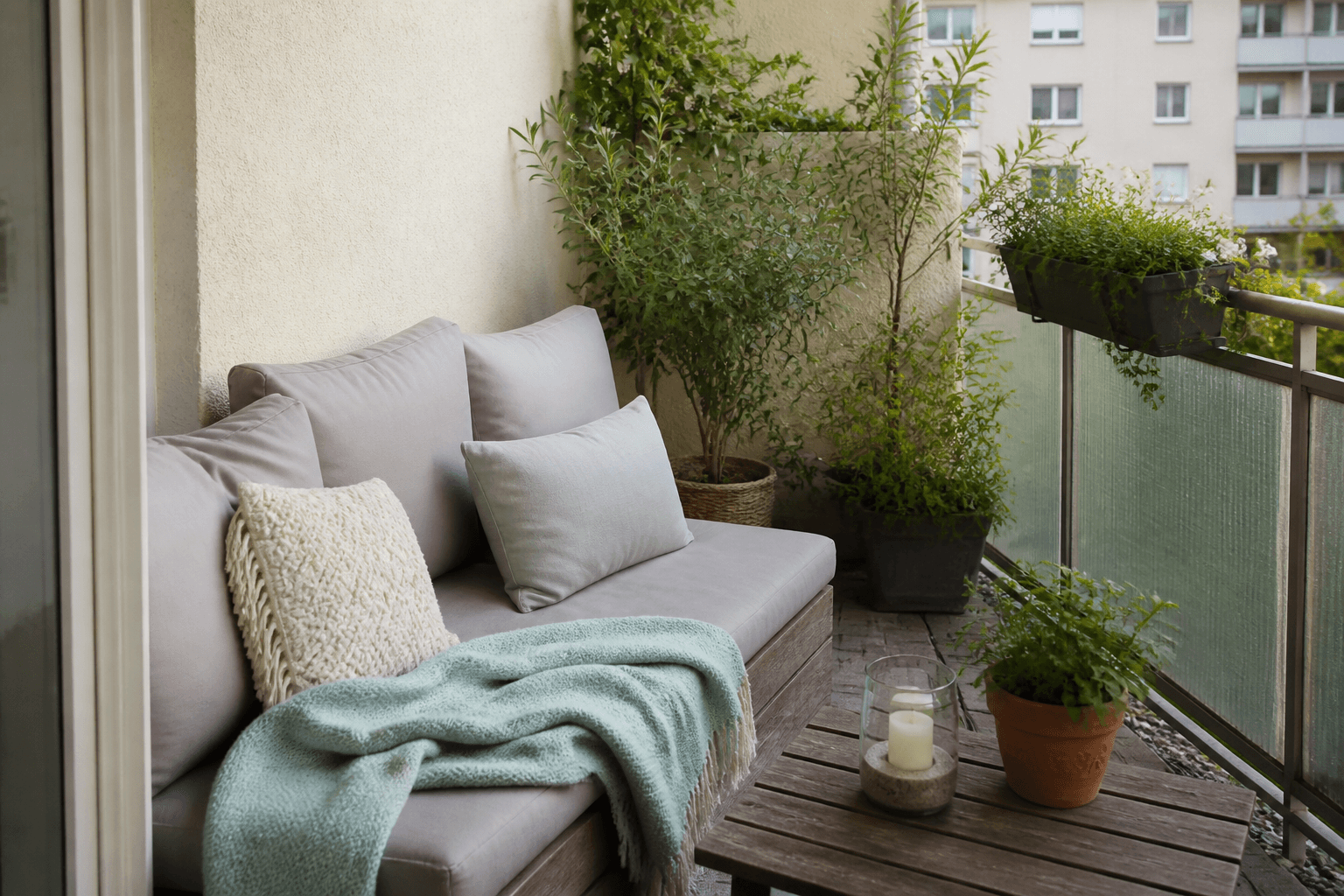 Balkon-Textil Combo auf einem Balkon