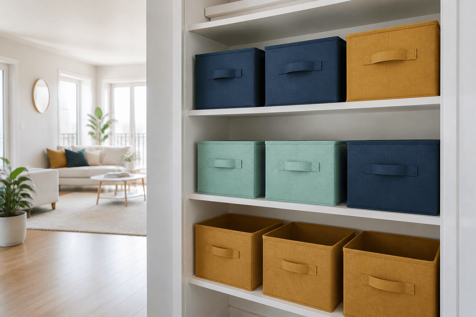 Aufbewahrungsboxen im Schrank