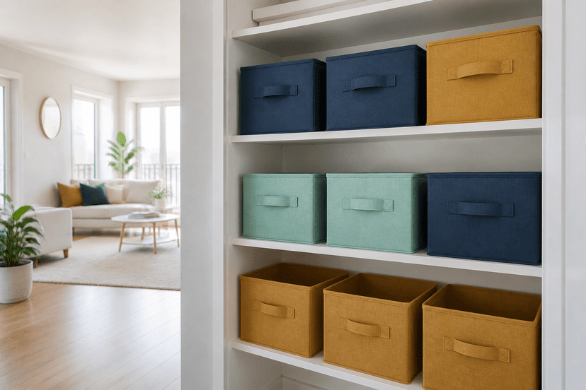 Aufbewahrungsboxen im Schrank